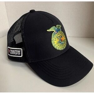 FFA Tractor Supply  Black Snap Back Cap Hat With Mesh Back Snap Adjustable Strap